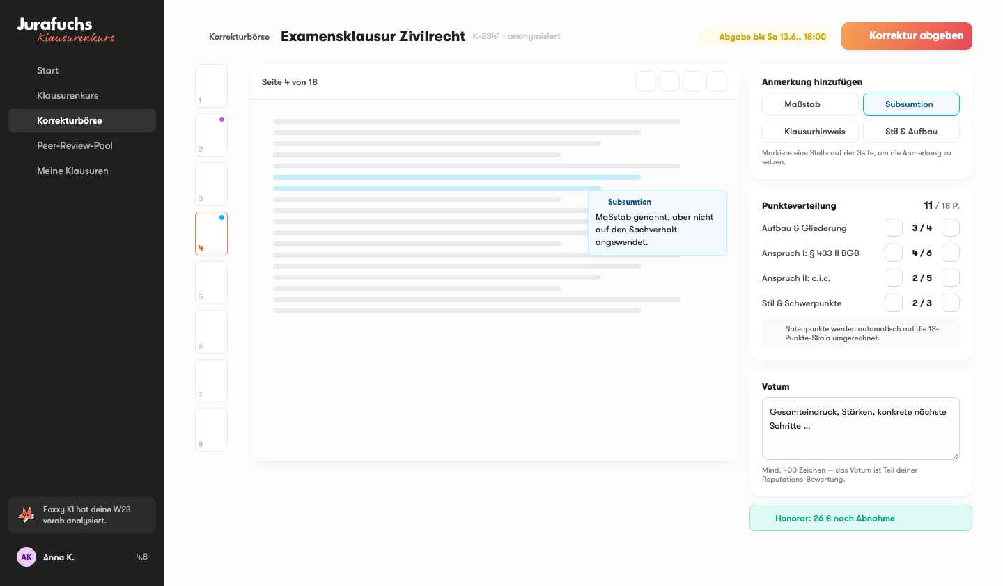 Korrektur-Workspace